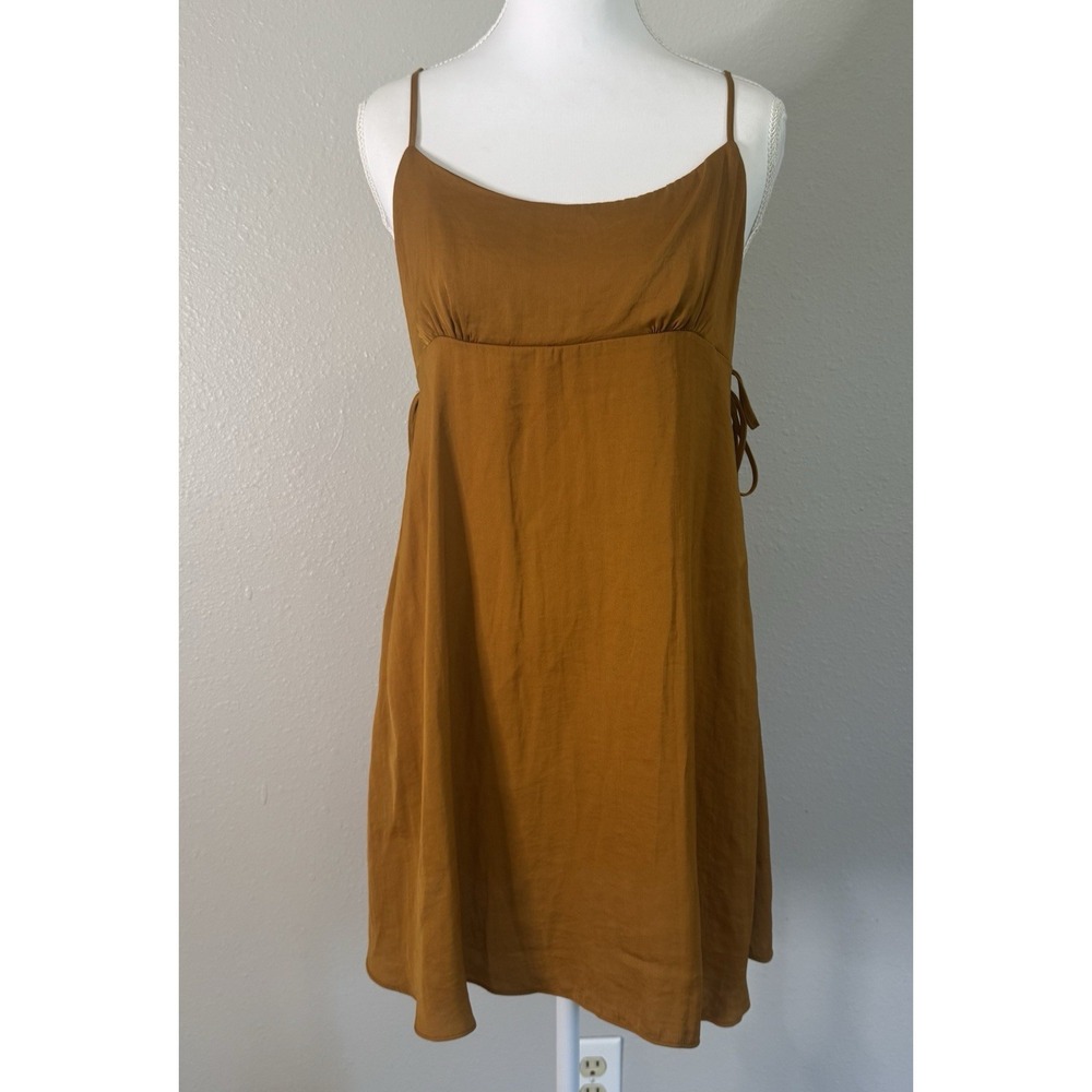Free People Intimately Boho Satin Slip Dress Open Back Side Tie Mini Small